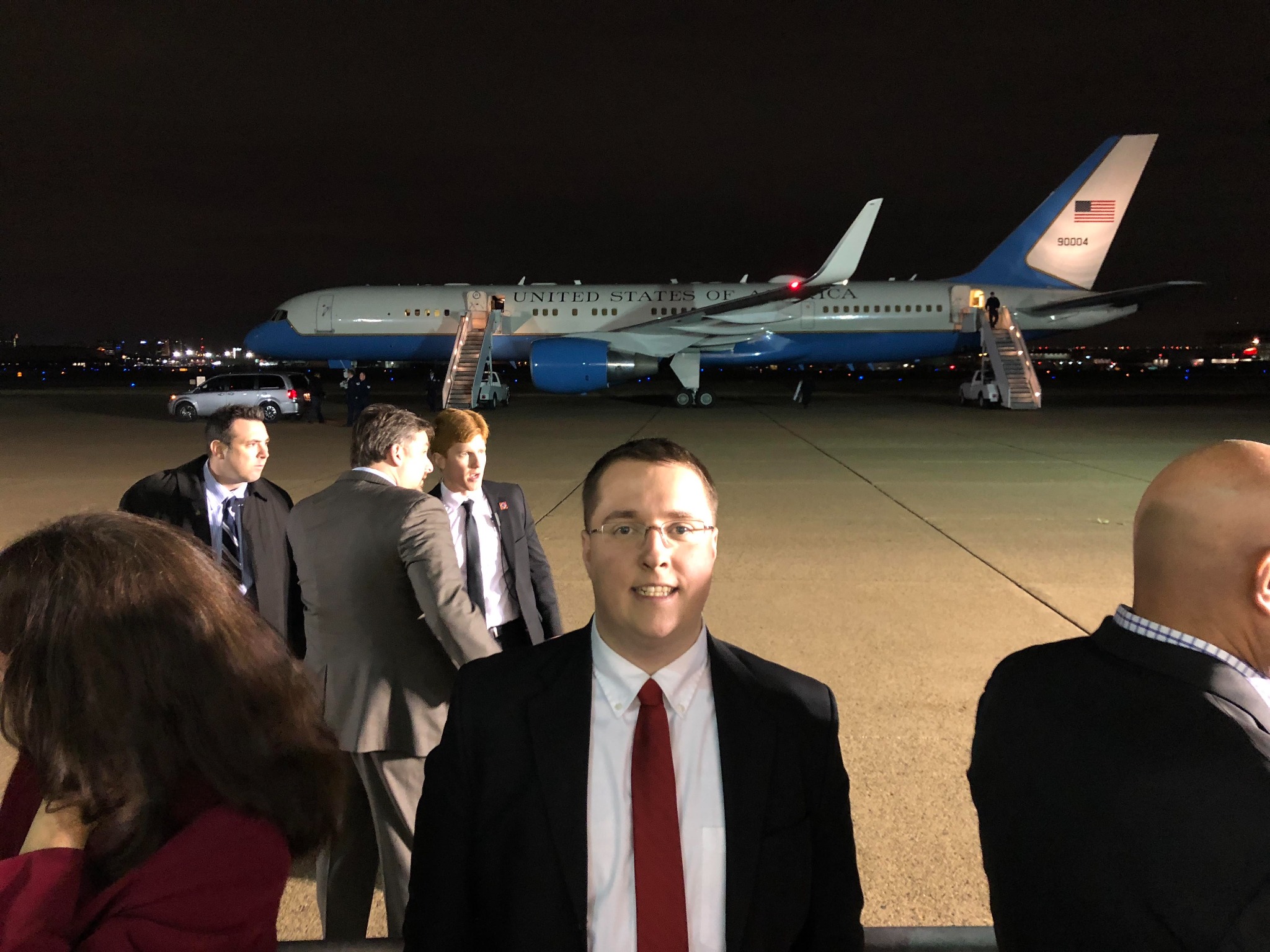 Will Busby on the tarmac during a vice presidential visit
